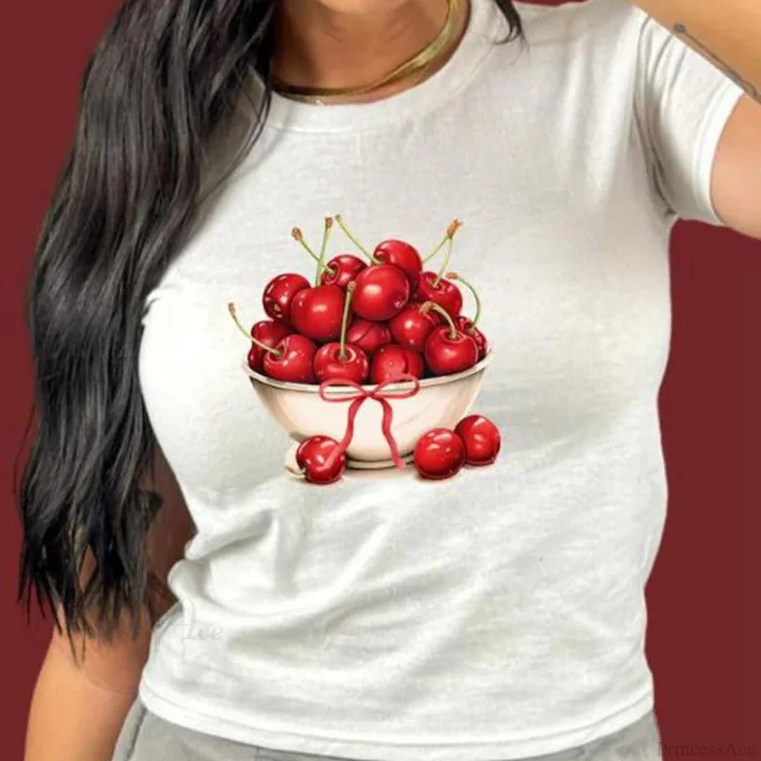 Combhasaki Summer Y2K Cherry Print T-shirt white6 / S t-shirt-250223