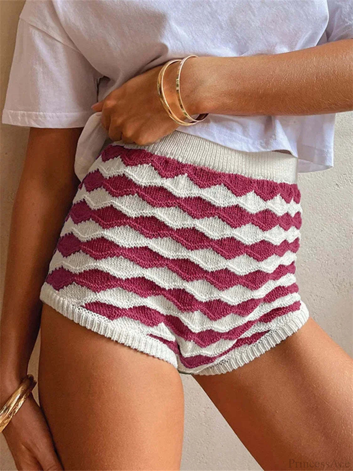 Contrast Color Knit Lounge Short short-250223