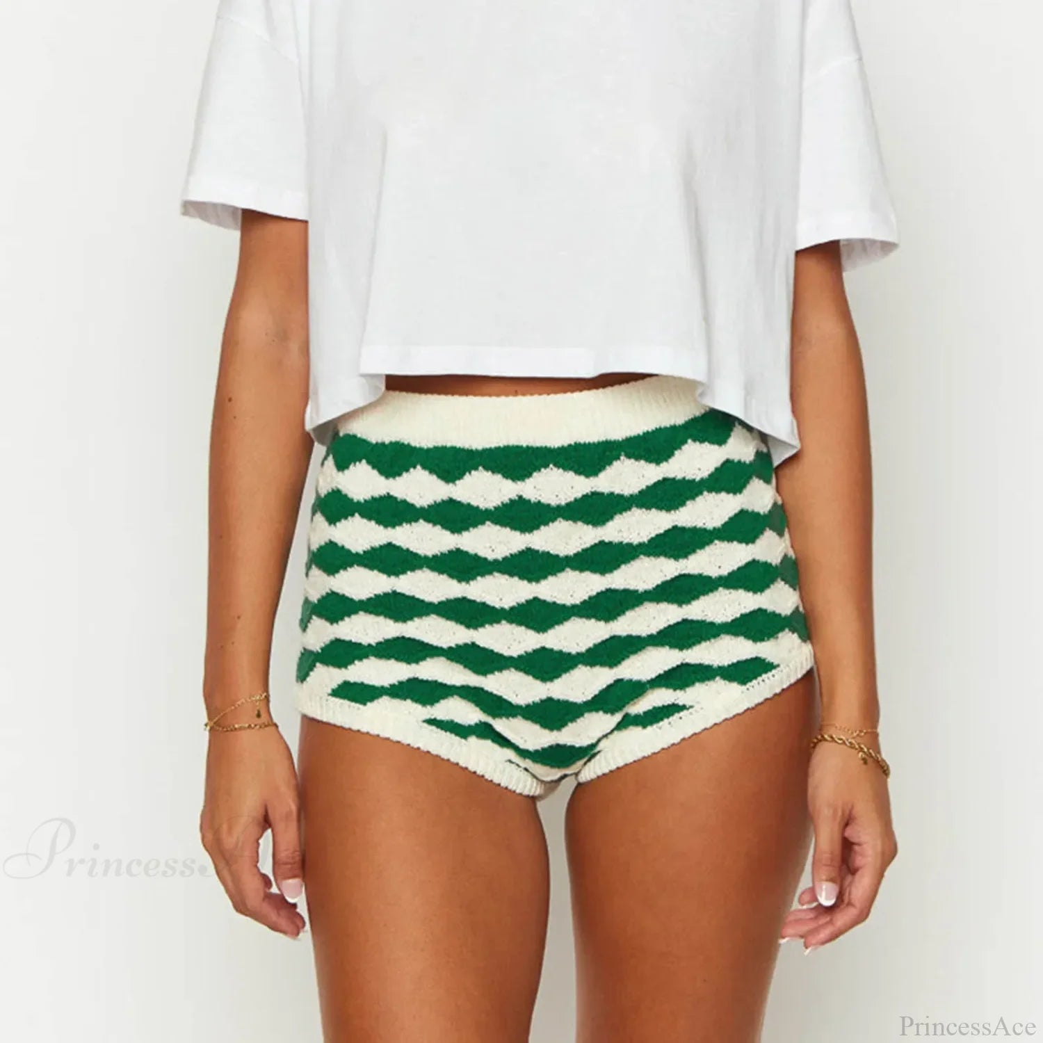 Contrast Color Knit Lounge Short Green / S short-250223