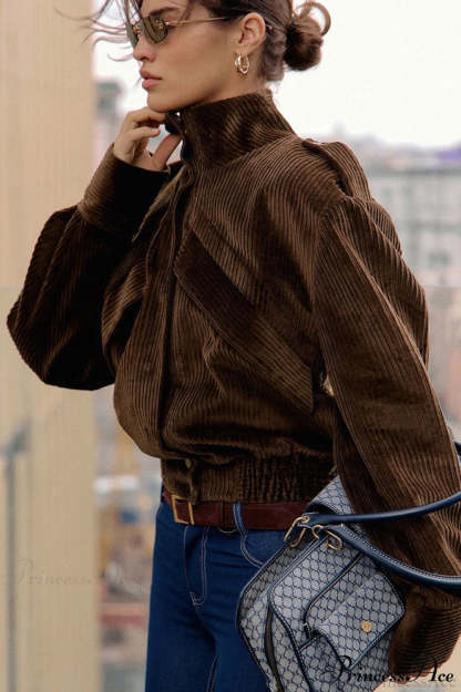 Corduroy Biker Style Elegant Casual Coat