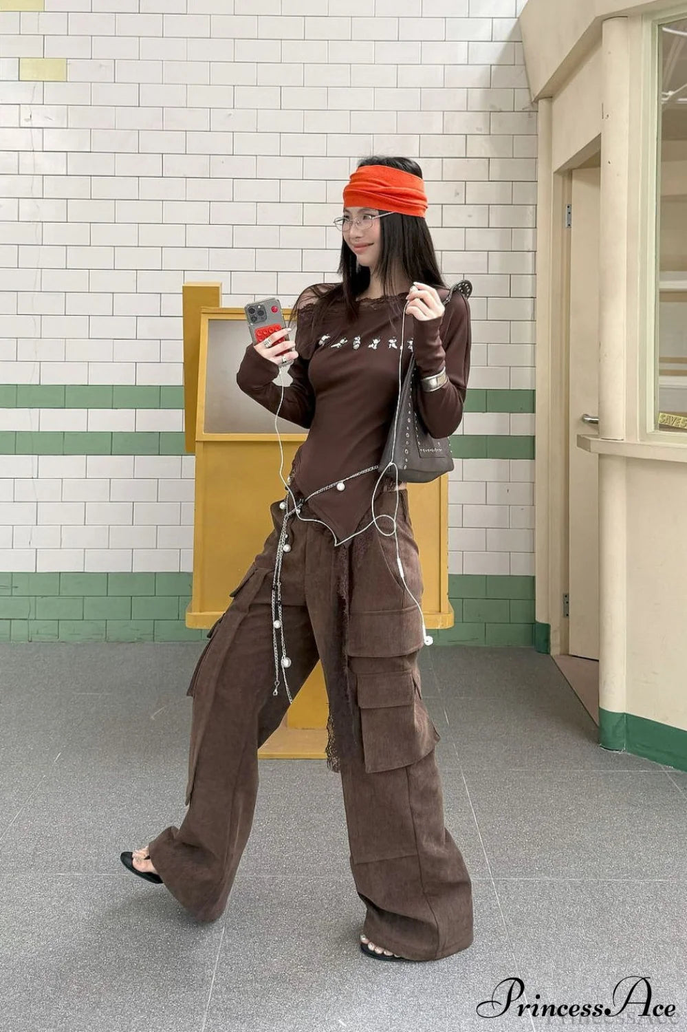 Corduroy Paneled Double Pocket Cargo Pants