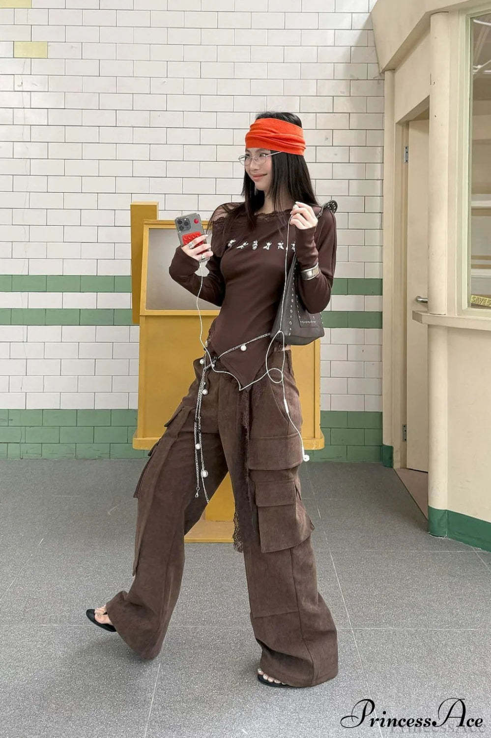 Corduroy Paneled Double Pocket Cargo Pants