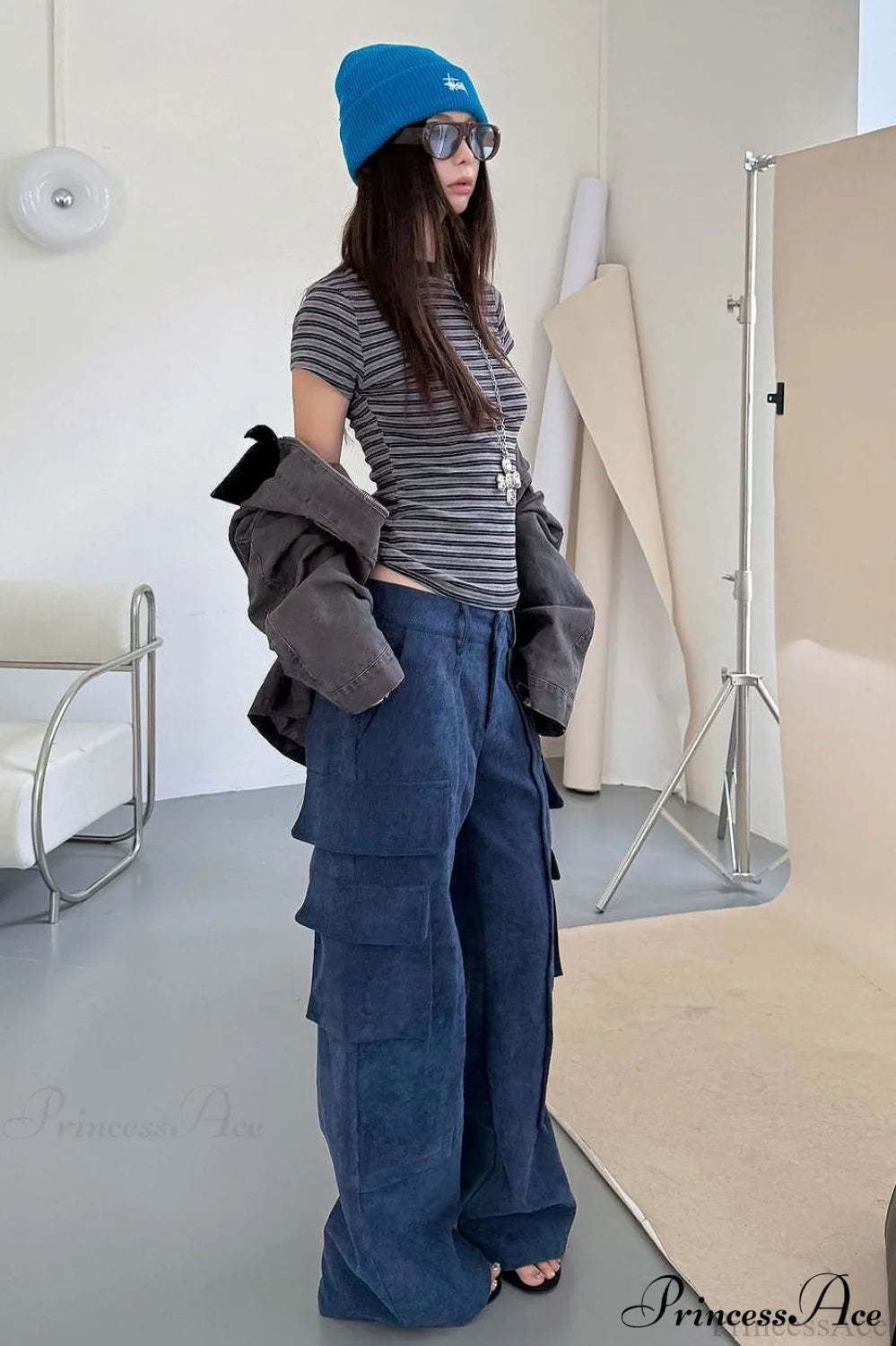 Corduroy Paneled Double Pocket Cargo Pants