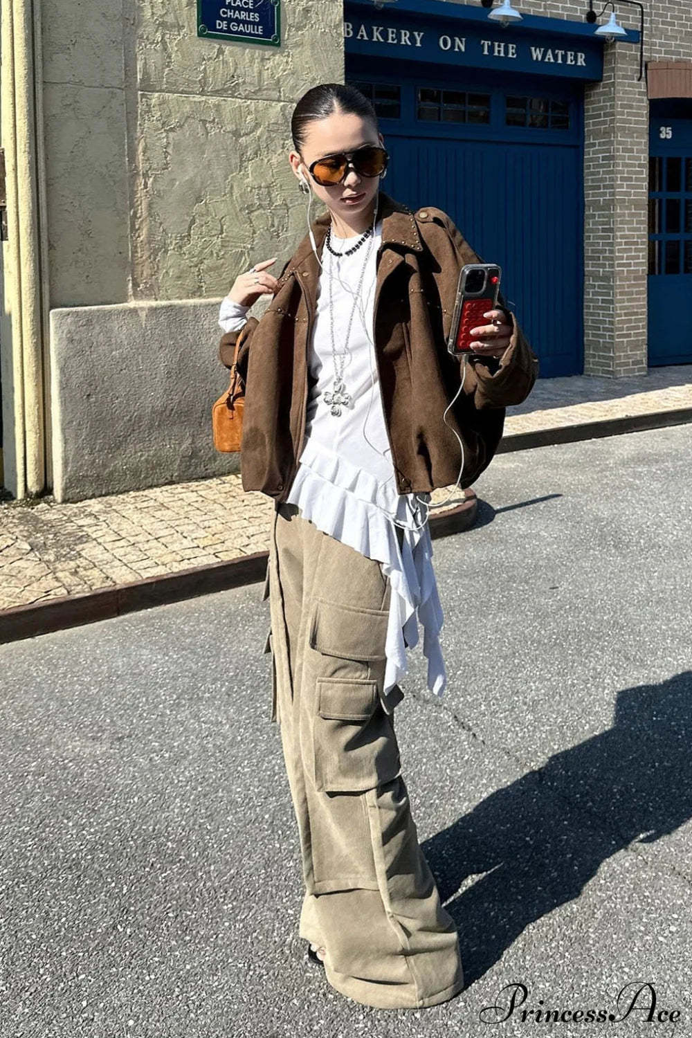 Corduroy Paneled Double Pocket Cargo Pants