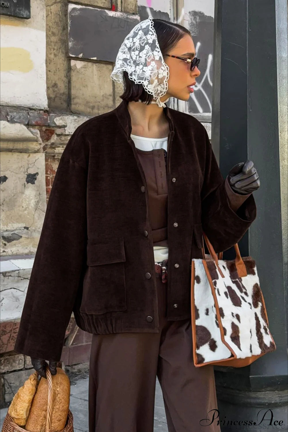 Corduroy Retro Jacket Coat Brown / S