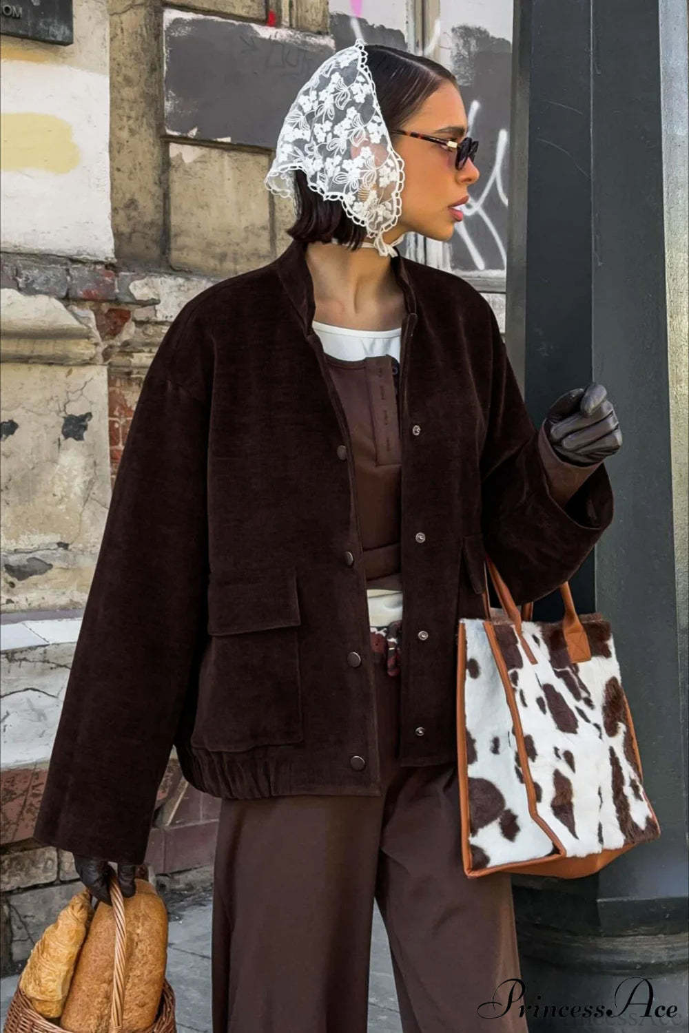 Corduroy Retro Jacket Coat Brown / S