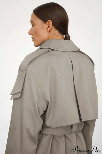 Cotton Belted Oversized Long Trench Overcoat