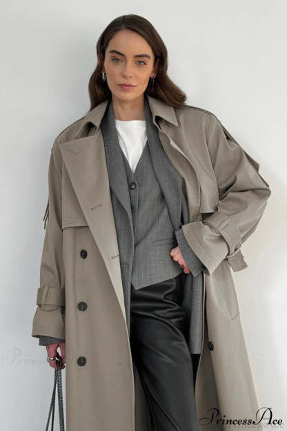 Cotton Belted Oversized Long Trench Overcoat