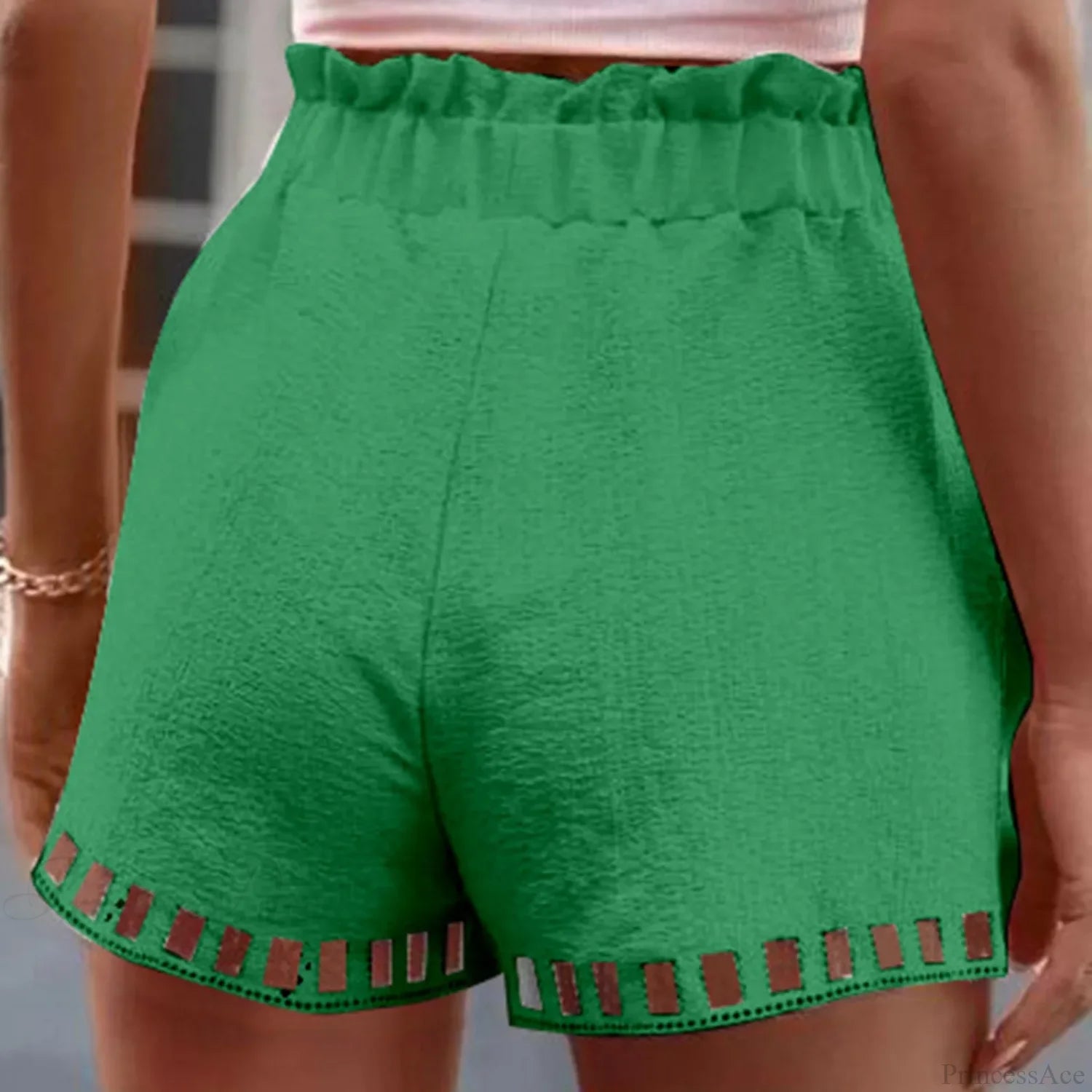 Cotton Linen HolLow-Out Beach Short short-250223