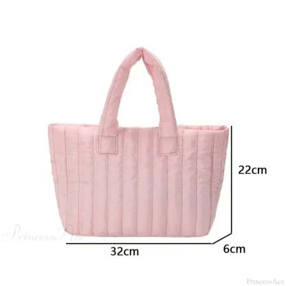 Cotton Padded Quilted Solid Color Commuter Handbag handbag-250126