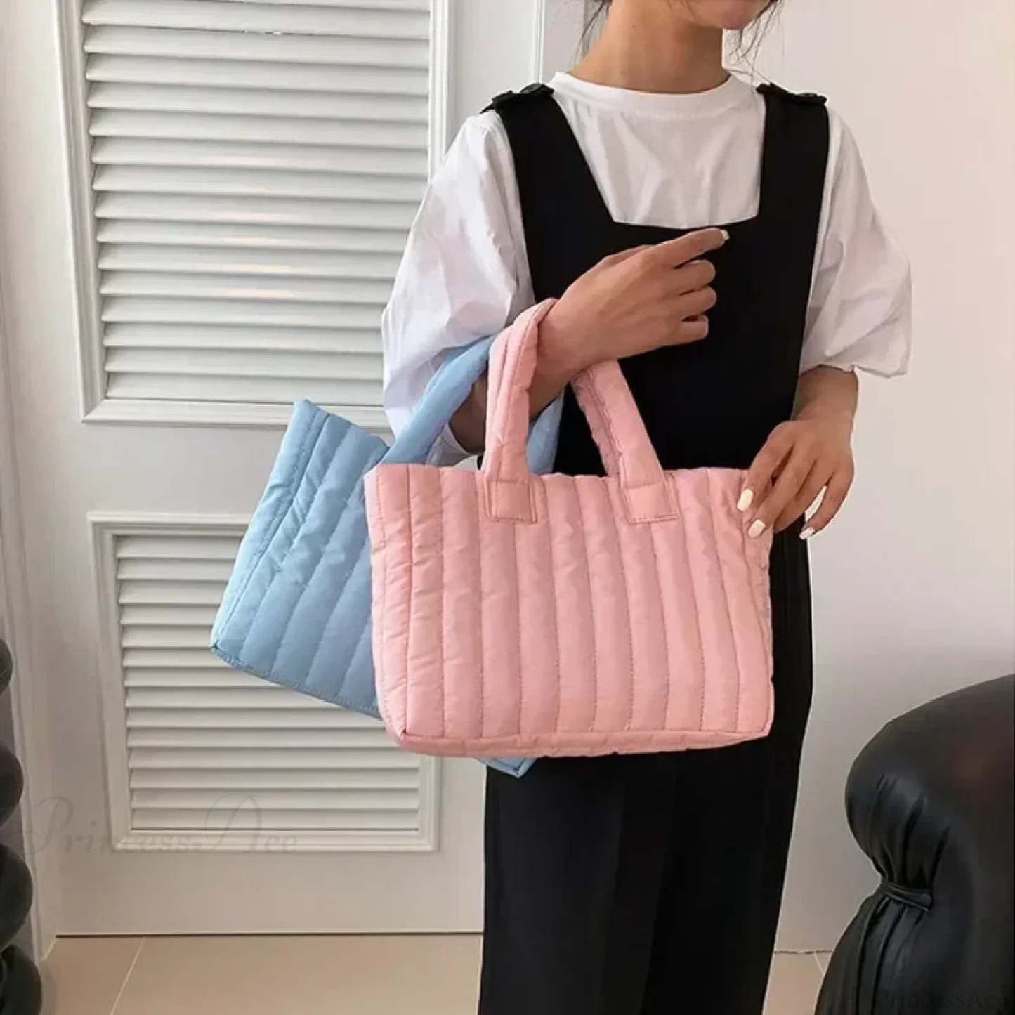 Cotton Padded Quilted Solid Color Commuter Handbag handbag-250126