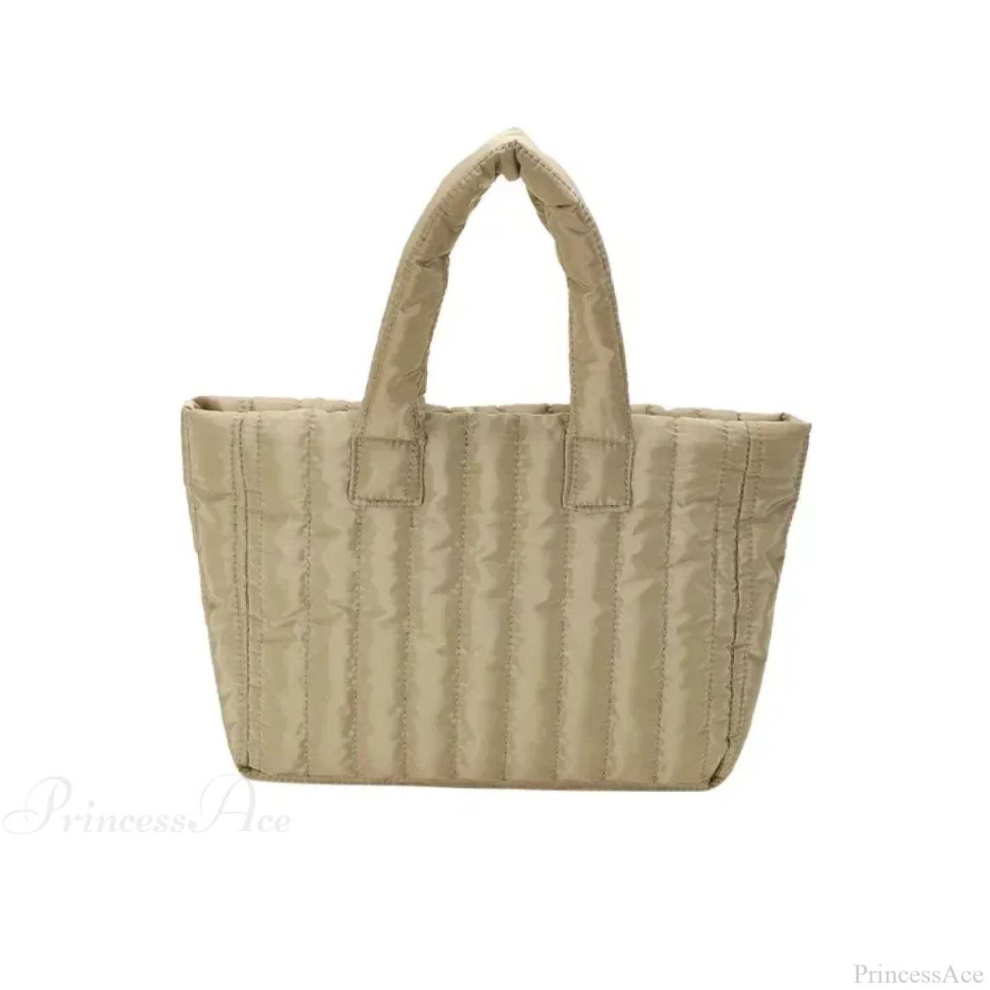 Cotton Padded Quilted Solid Color Commuter Handbag Khaki handbag-250126