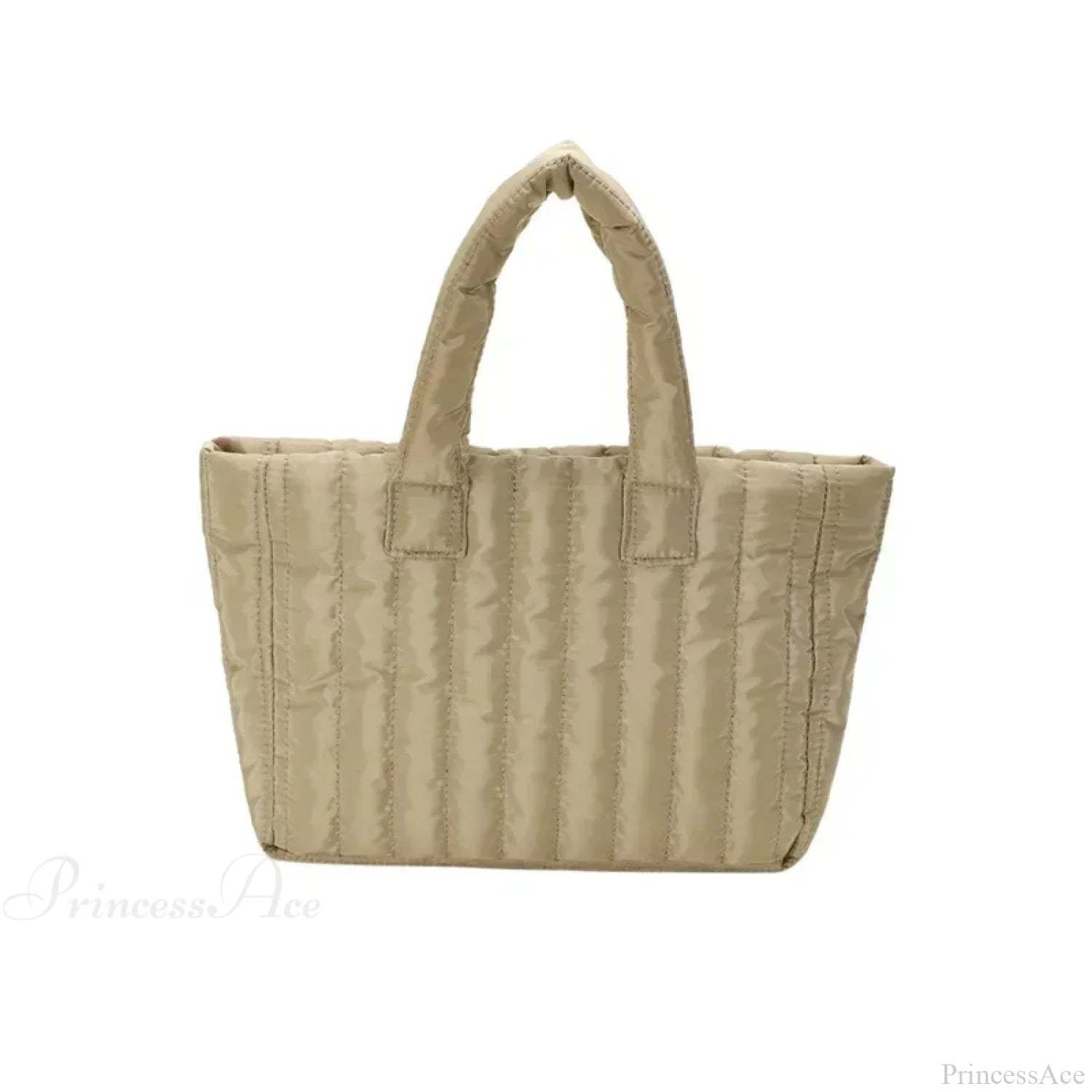 Cotton Padded Quilted Solid Color Commuter Handbag Khaki handbag-250126