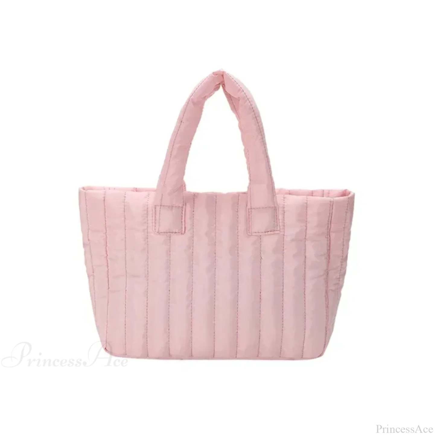Cotton Padded Quilted Solid Color Commuter Handbag Pink handbag-250126
