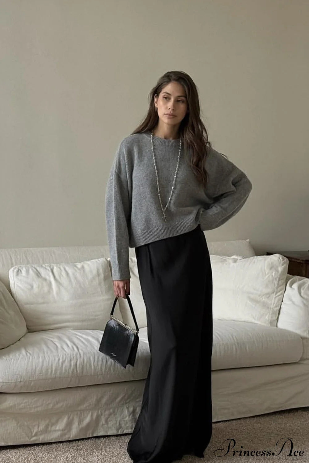 Crew Neck Thick Solid Short Sweater