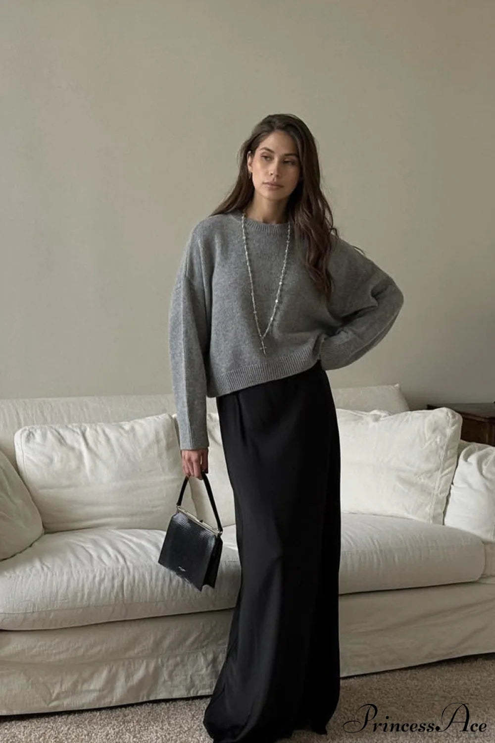 Crew Neck Thick Solid Short Sweater