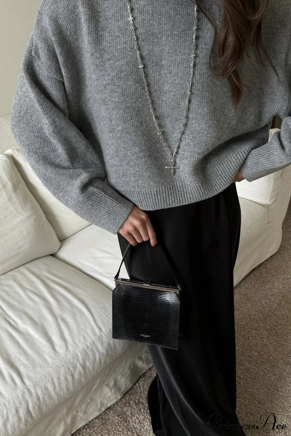 Crew Neck Thick Solid Short Sweater