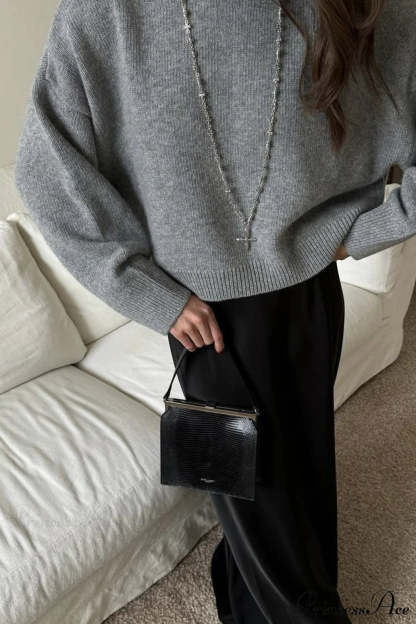 Crew Neck Thick Solid Short Sweater