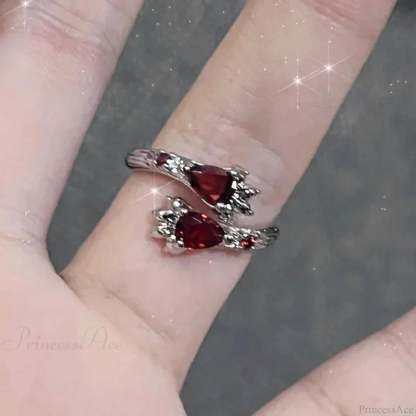 Crimson Crystal Affection Heart Gothic Band sliver8