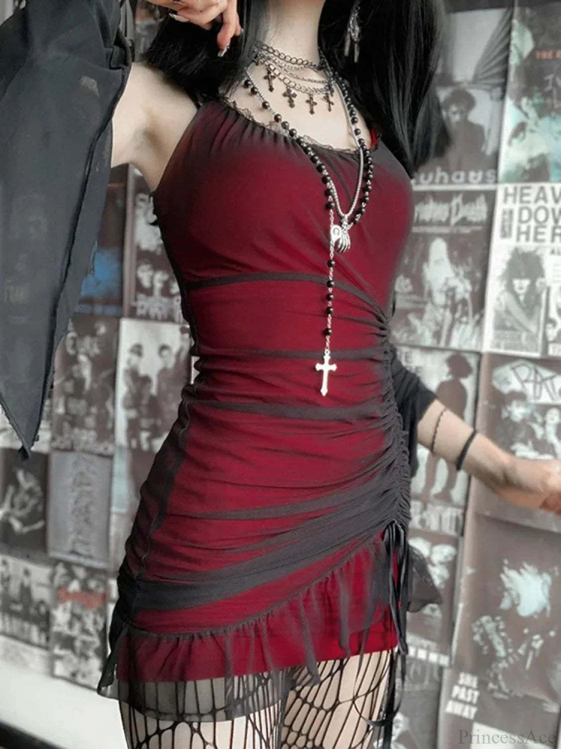 Crimson Thin-Strap Tiny Frock red / S