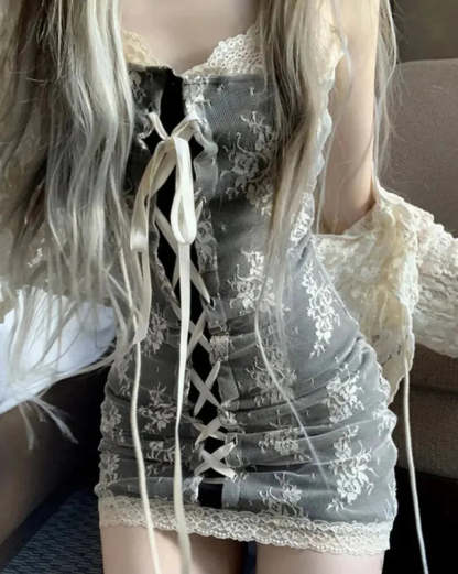 Crimson Thin-Strap Tiny Frock white / S