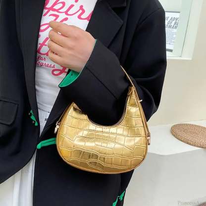 Crocodile Grain Simple PU Leather Shoulder Handbag handbag-250126