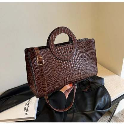 Crocodile Pattern PU Leather Crossbody Handbag handbag-250126