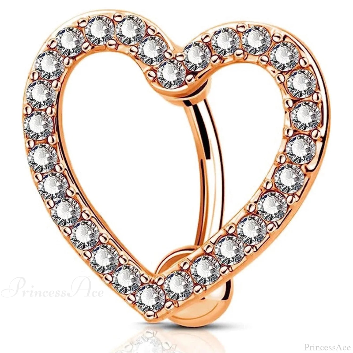Crystal Heart Pink Gothic Belly Ring Heart gold