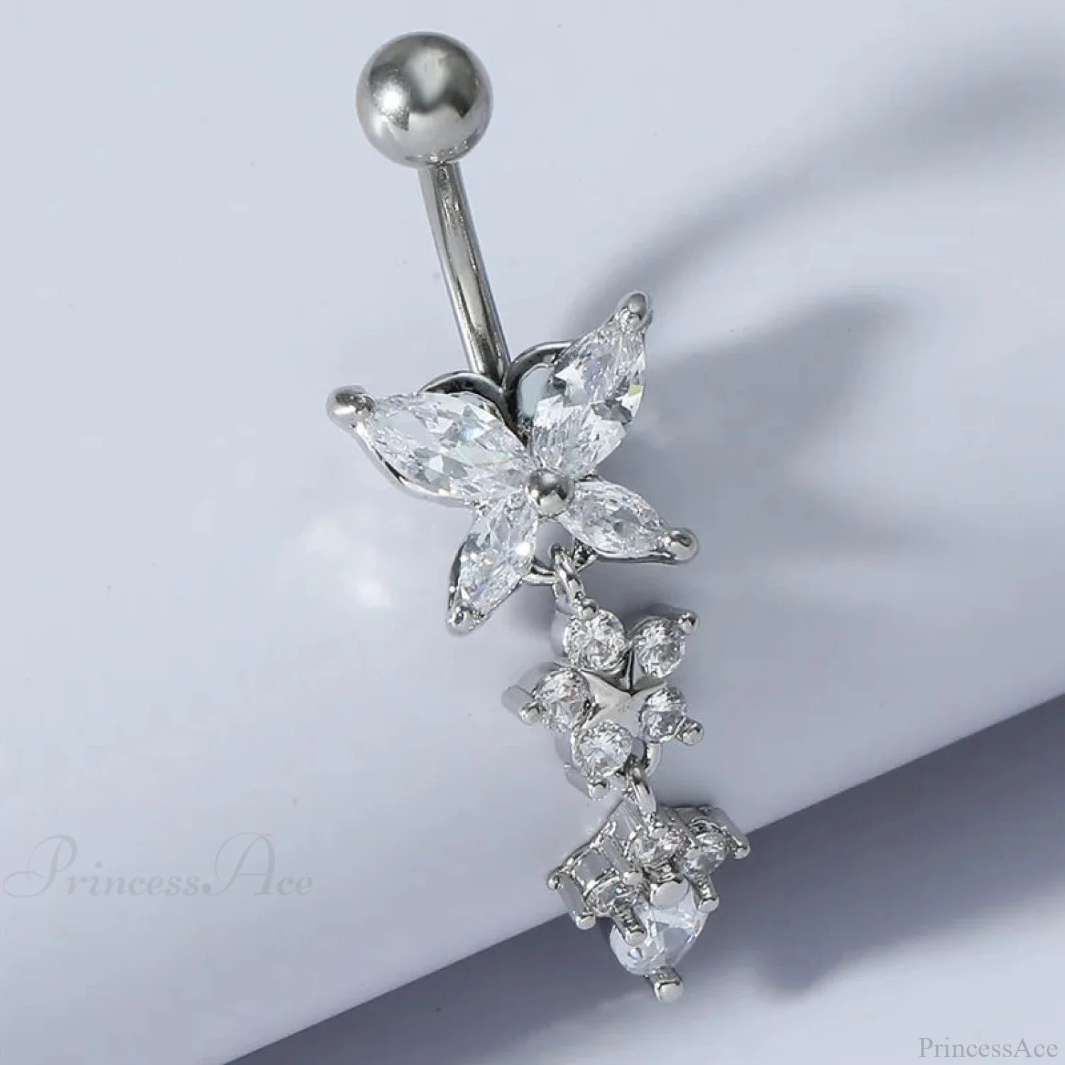 Crystal Heart Pink Gothic Belly Ring sliver6