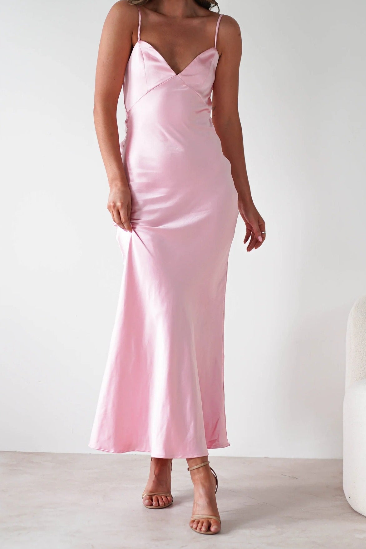 Satin Backless Tie Party Dress