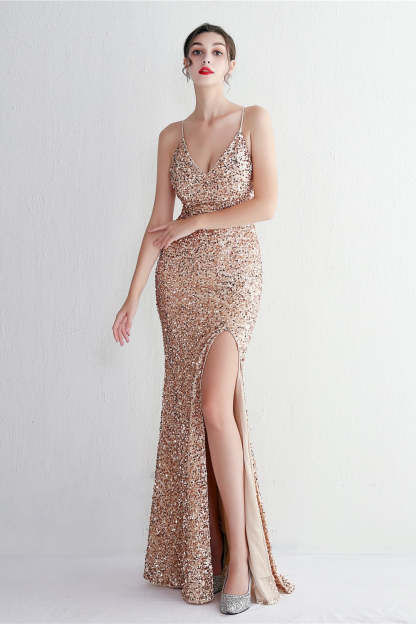 Elegant Velvet Sequin Party Dress