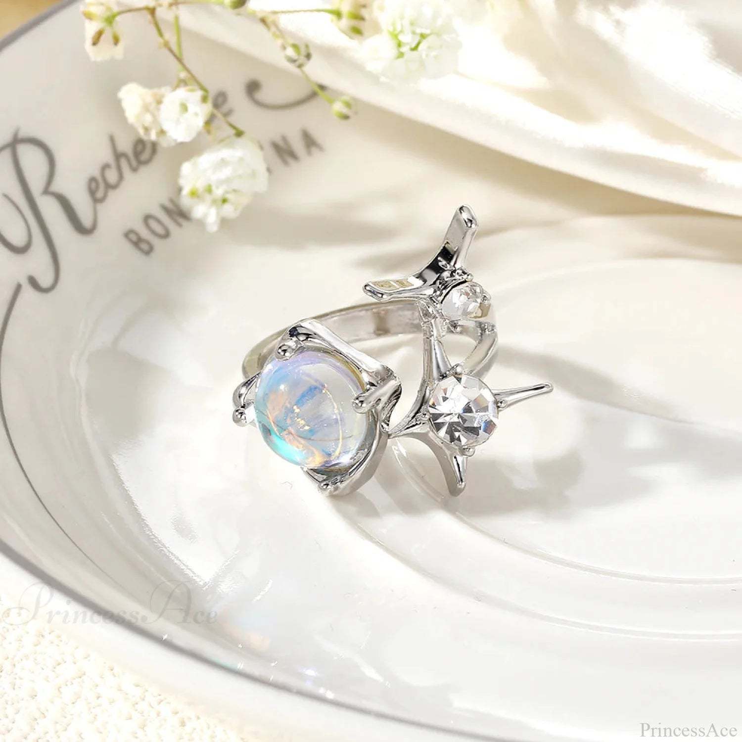 Dark Animal Butterfly Zircon Star Ring sliver15