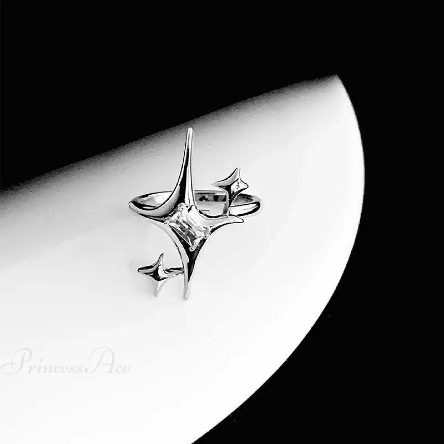 Dark Black Cross Star Ring sliver1