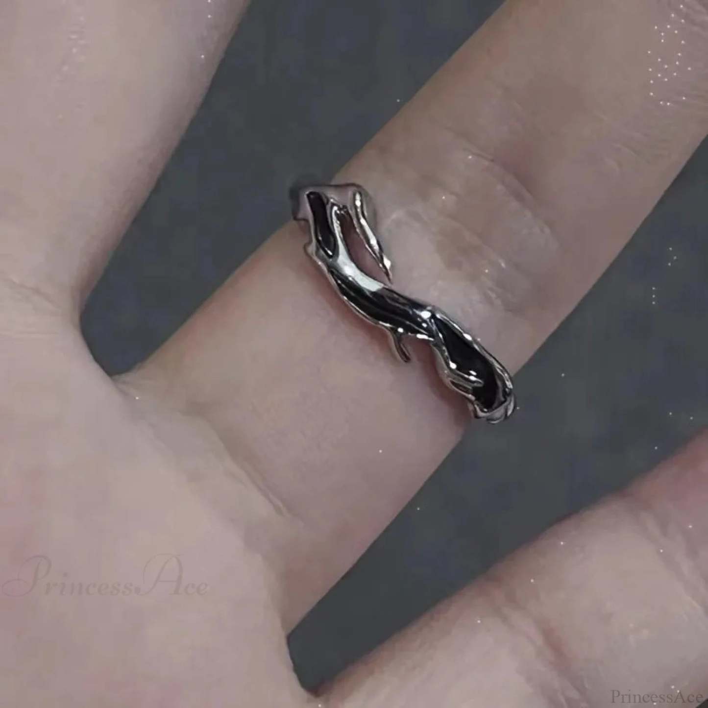 Dark Black Cross Star Ring sliver2