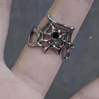 Dark Black Cross Star Ring sliver6