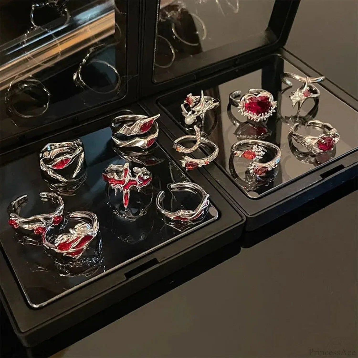 Dark Crimson Crystal Arachnid Celestial Band