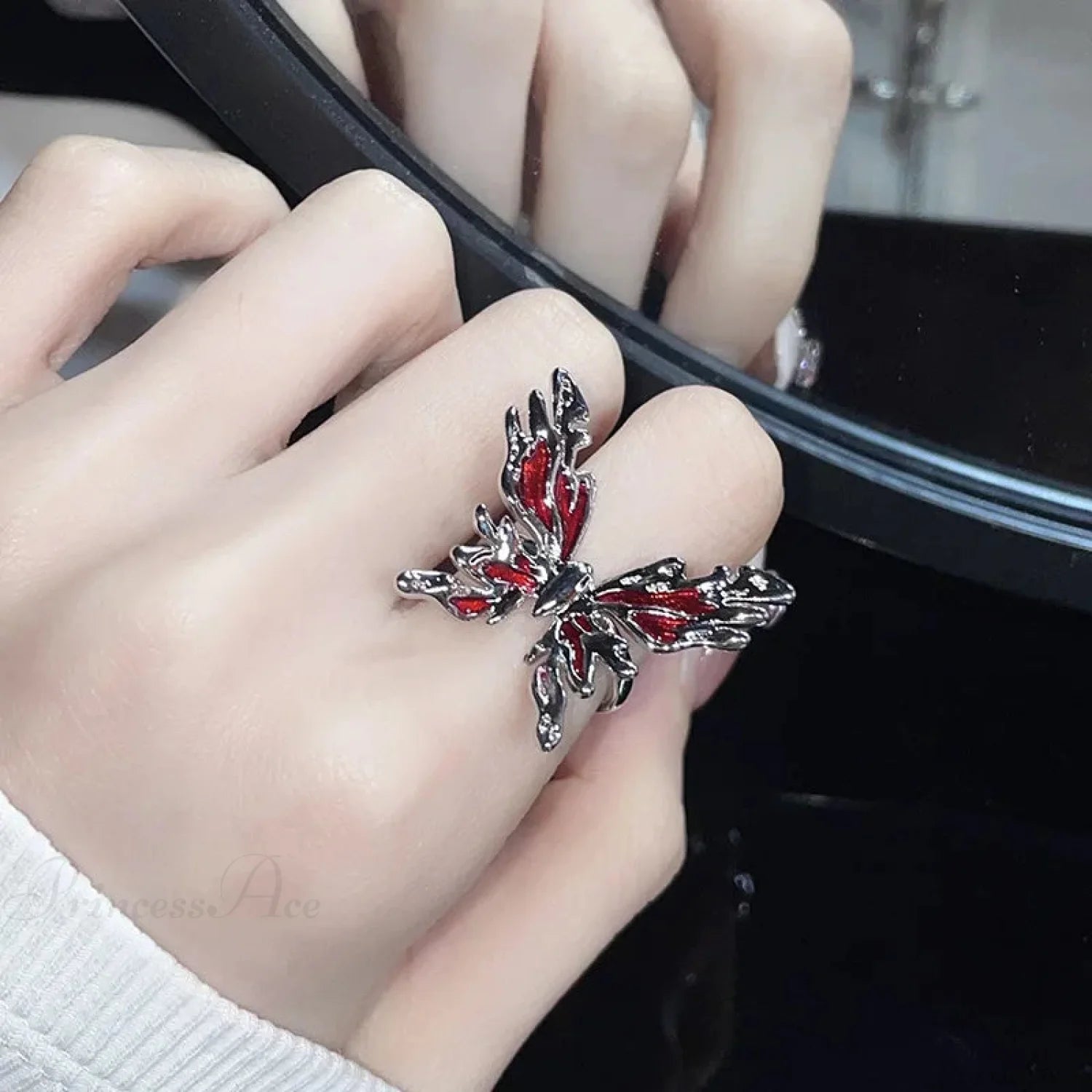 Butterfly Gothic Punk Style Ring sliver 03