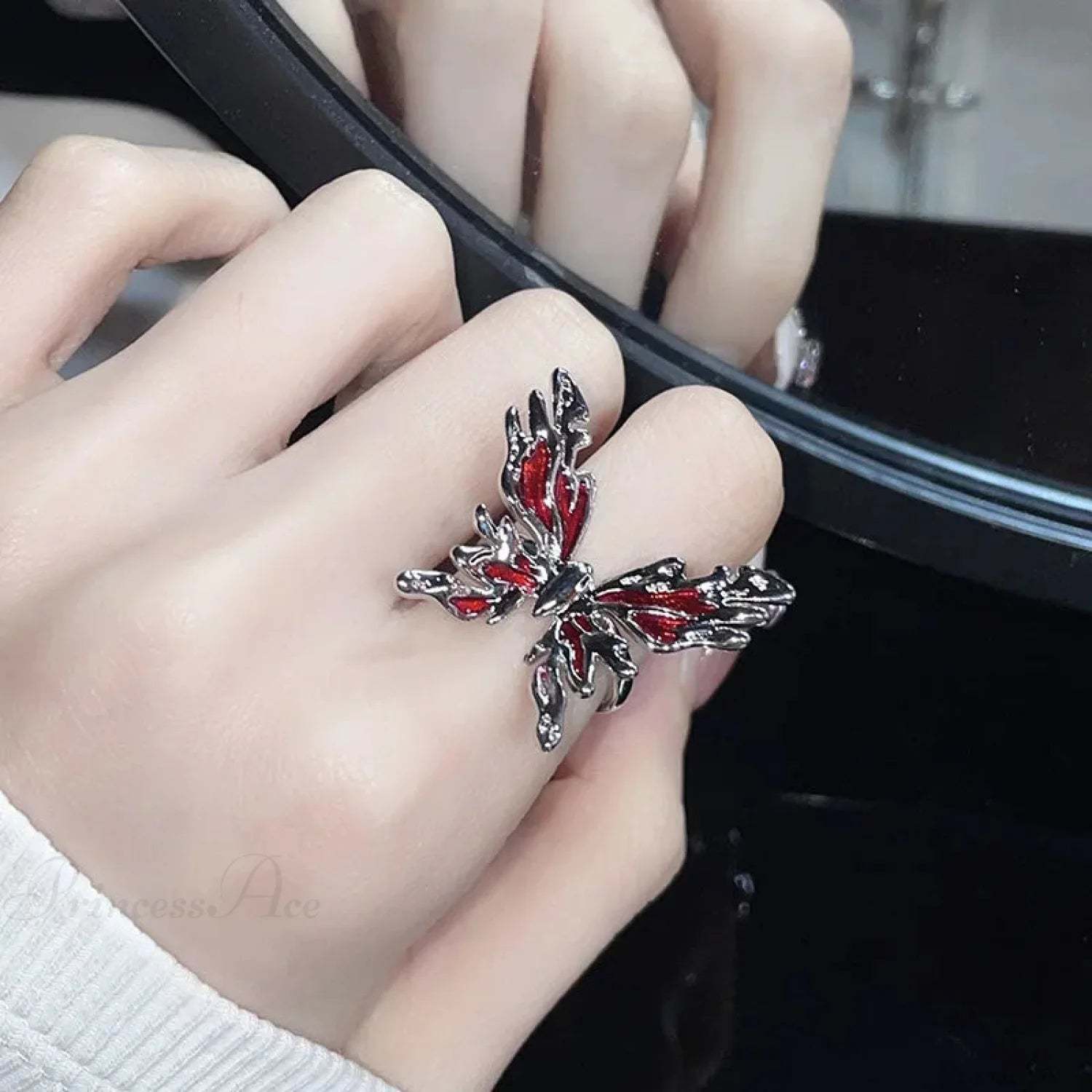 Butterfly Gothic Punk Style Ring sliver 03