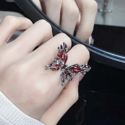 Butterfly Gothic Punk Style Ring sliver 03