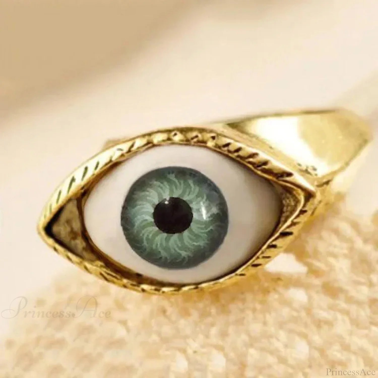 Dark Eyeball Rebel Ring Green