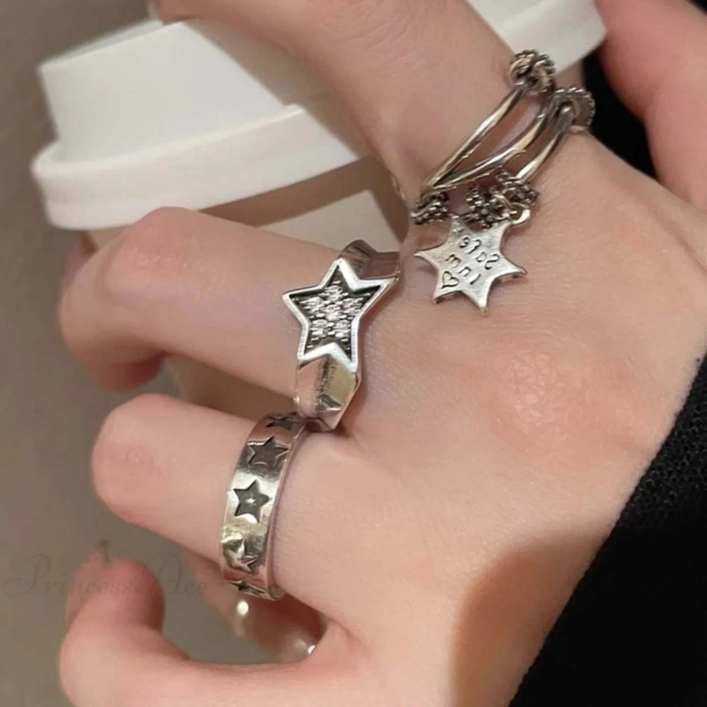 Dark Harajuku Metal Pentagram Star Ring