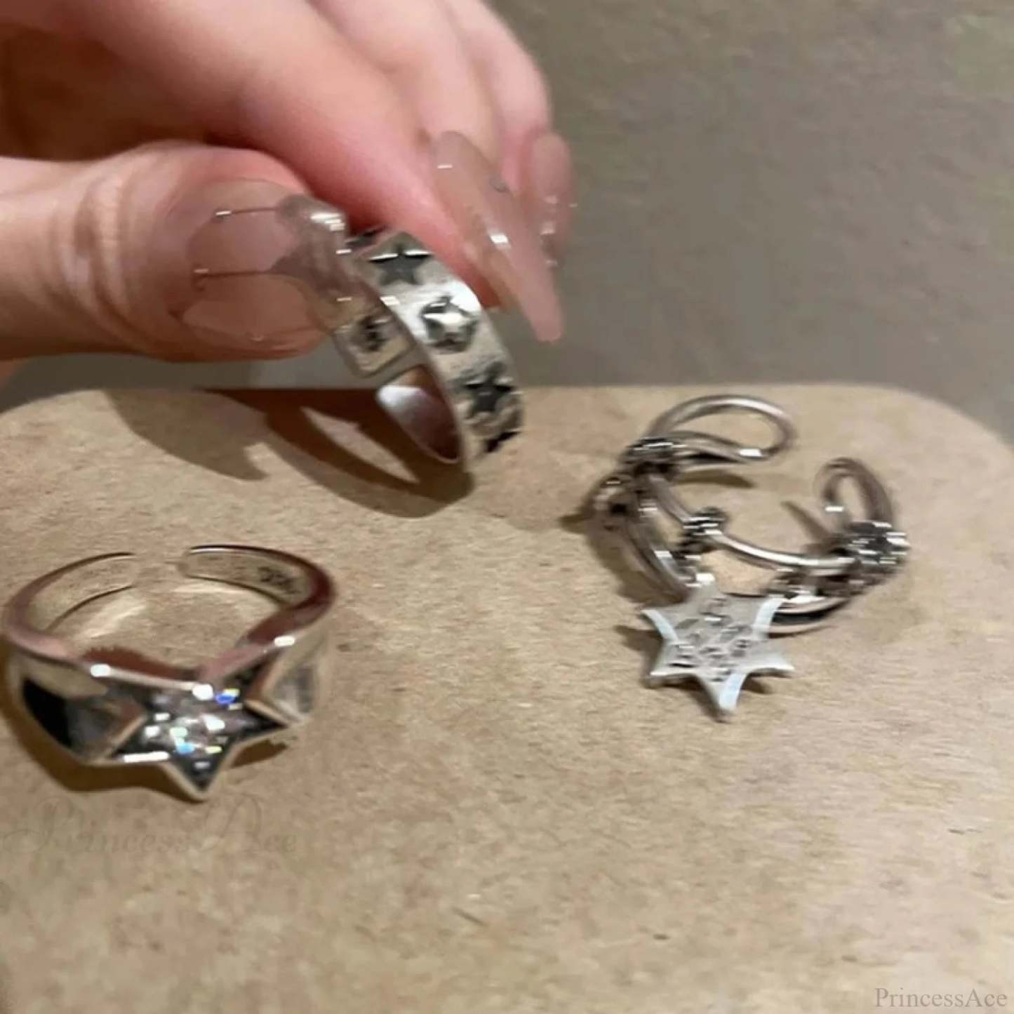 Dark Harajuku Metal Pentagram Star Ring