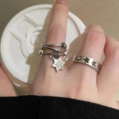 Dark Harajuku Metal Pentagram Star Ring silver1