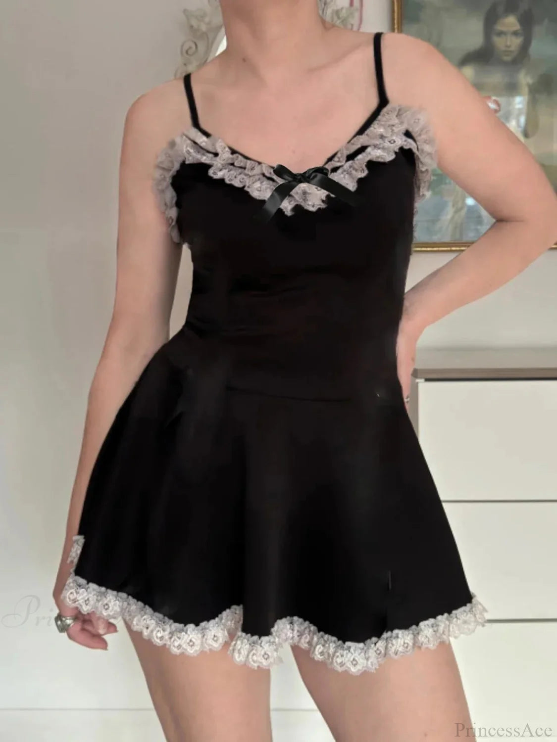 Dark Lace Ribbon Small Dress