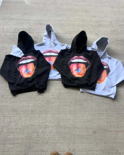 Dark Lips Visual Pullover Hoodie