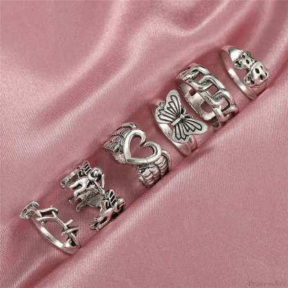 Dark Skull Blossom Seraphim Butterfly Band silver7