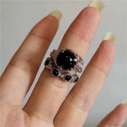 Dark Thorny Rose Pair Ring black9