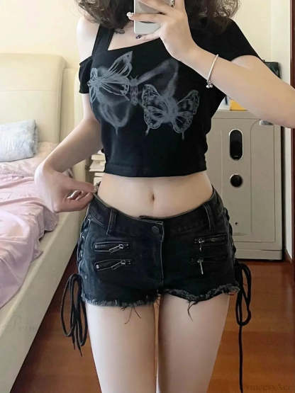 Dark Unfinished Zip Short Black / S