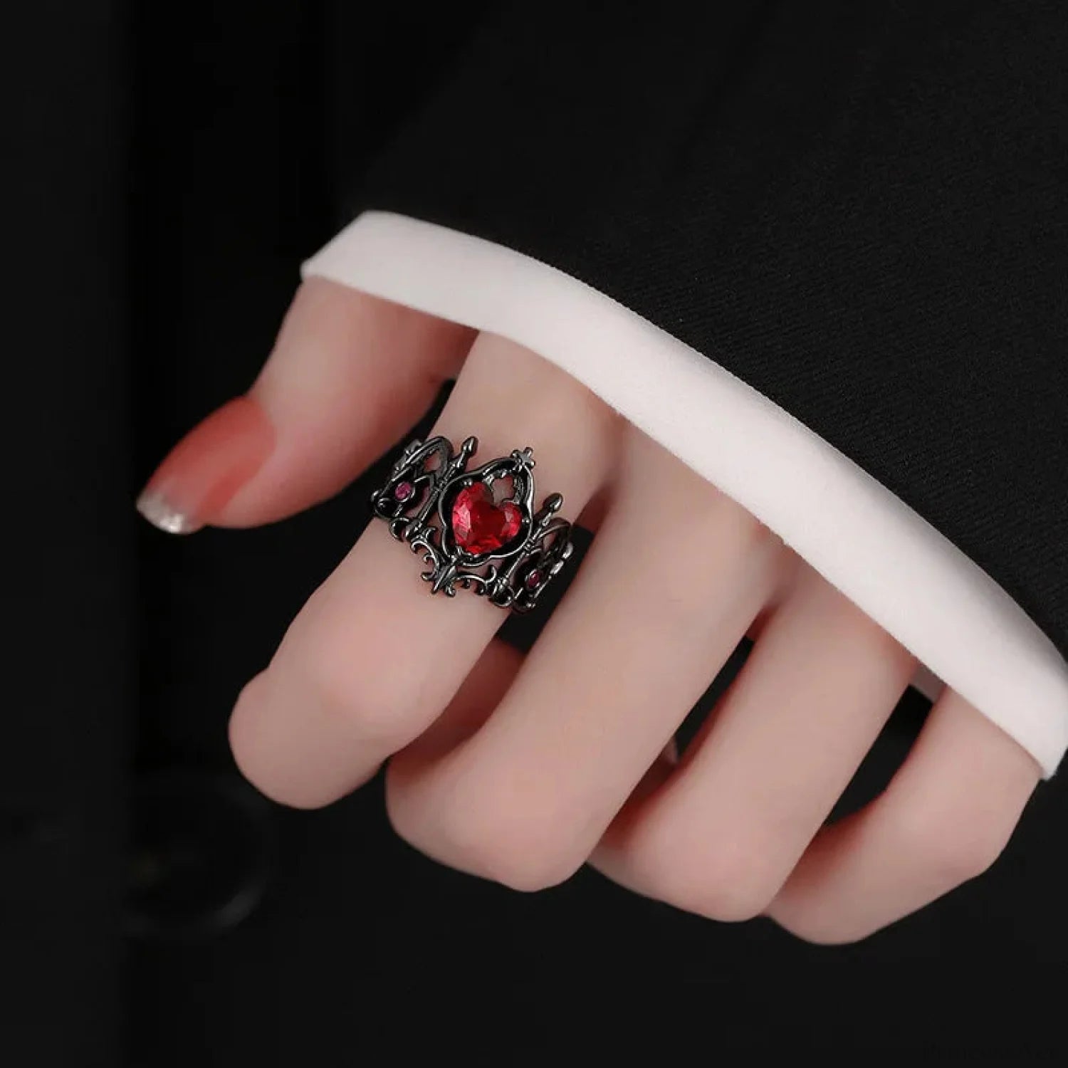 Dark Unpredictable Jewel Ring 03 red