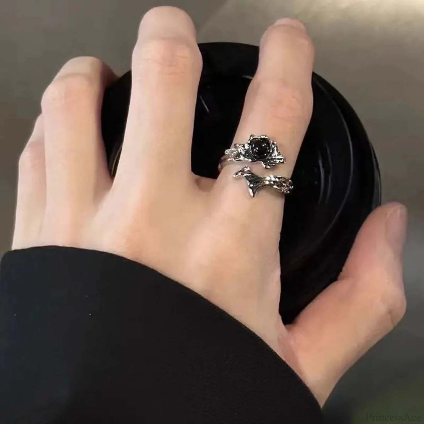 Dark Unpredictable Jewel Ring 06 black